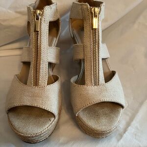 a new day Beige Wedge Sandals with Zipper